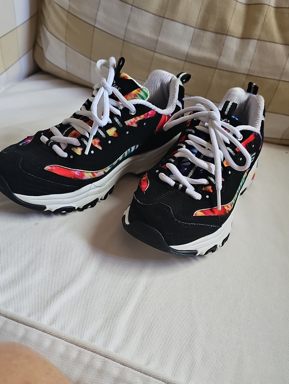 Skechers Black Sneakers with Multicolor Tie-Dye Accents